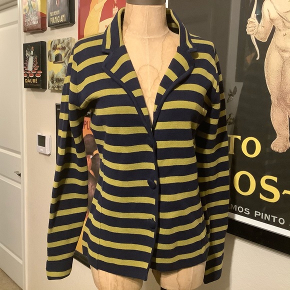 Audrey & Grace Sweaters - Audrey & Grace Blue/Green Stripe Cardigan